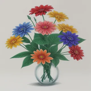 colored flowers drawing