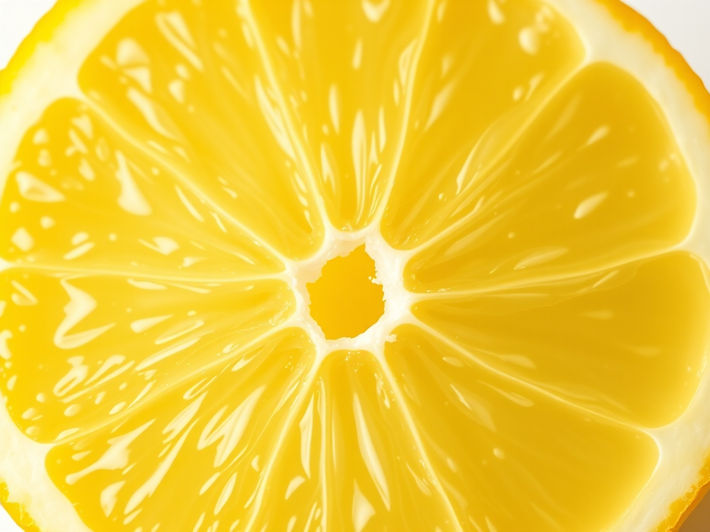 create a hyper-realistic close-up image of a lemon on a white background using a DSLR camera with a 50mm f/1.8 lens, ISO 100, aperture f/2.8, and a shallow depth of field to enhance the texture and color vibrancy.