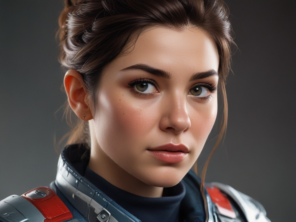 Captivating Portrait of a Futuristic Female Space Explorer in Uniform
