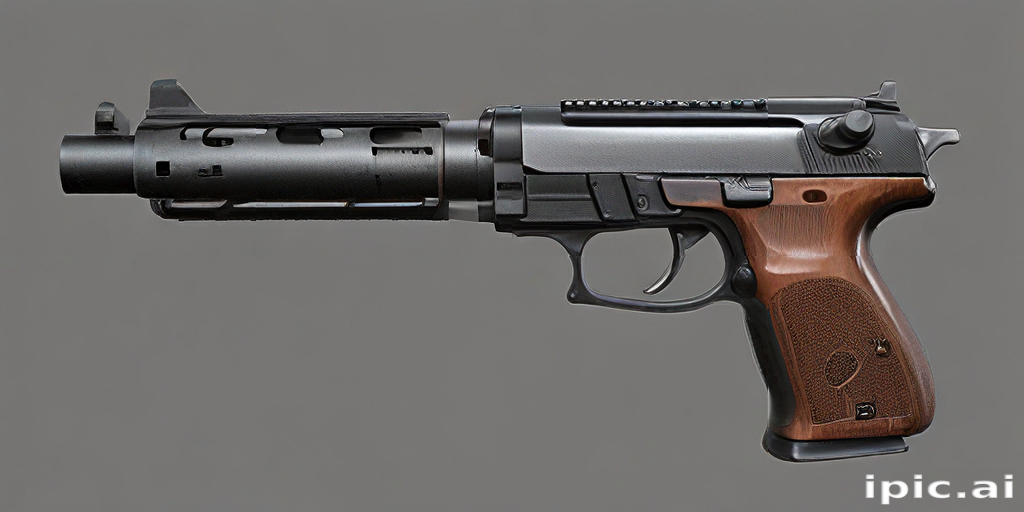 A Detailed View of a Handgun Featuring a Unique Barrel Design.