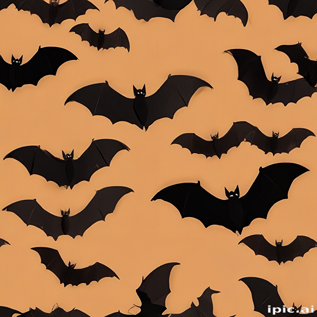 A Spooky Collection of Black Bats Against an Orange Background for ...