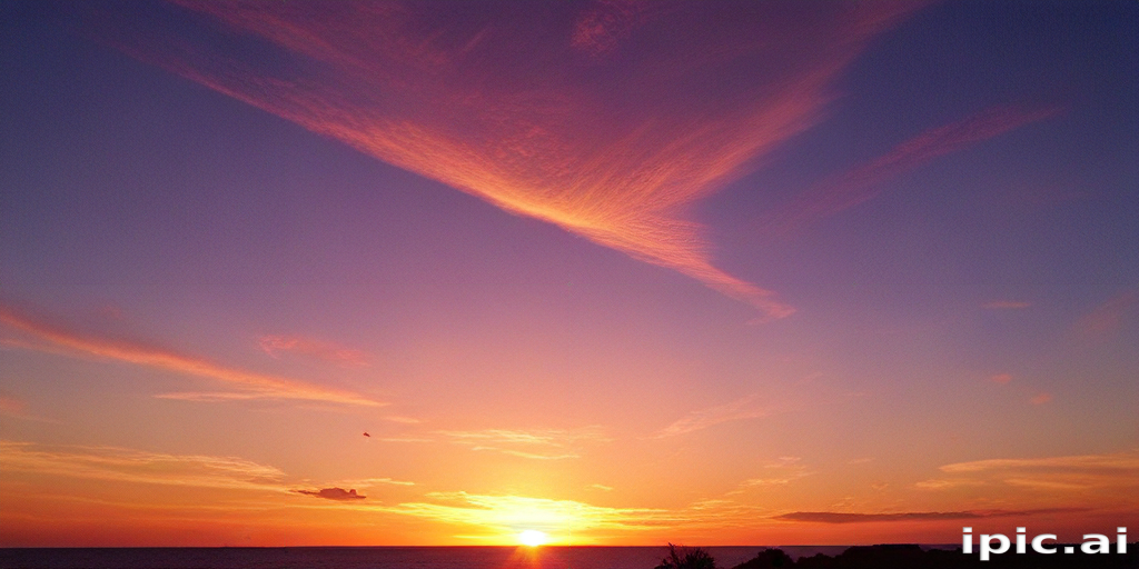 Beautiful Sunset Over the Ocean with Colorful Clouds and Sky
