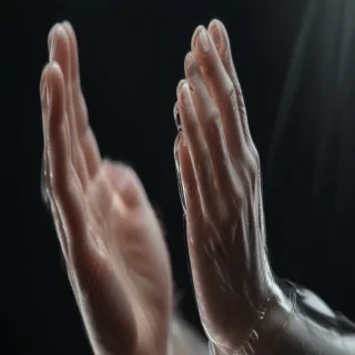 transparent praying hands