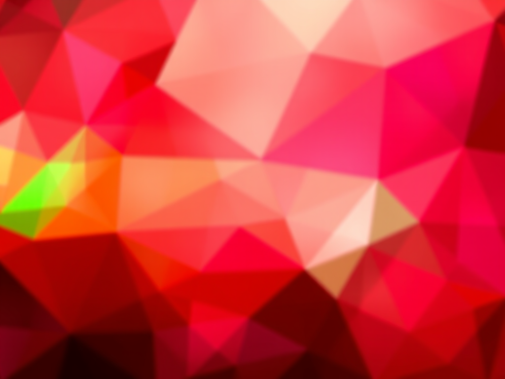 Create an abstract geometric background with vibrant shades of green, red, and pink using a DSLR camera at f/8, ISO 100, 24mm focal length, in a shallow depth of field, with a soft focus effect to enhance image quality.