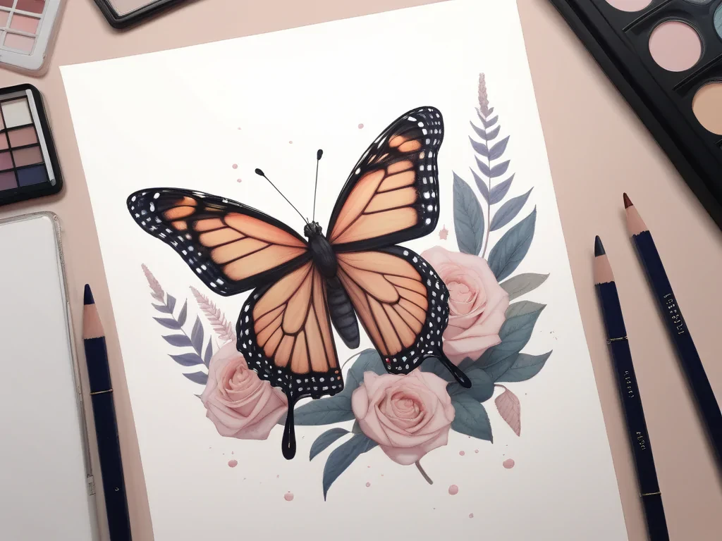 aesthetic butterfly drawing