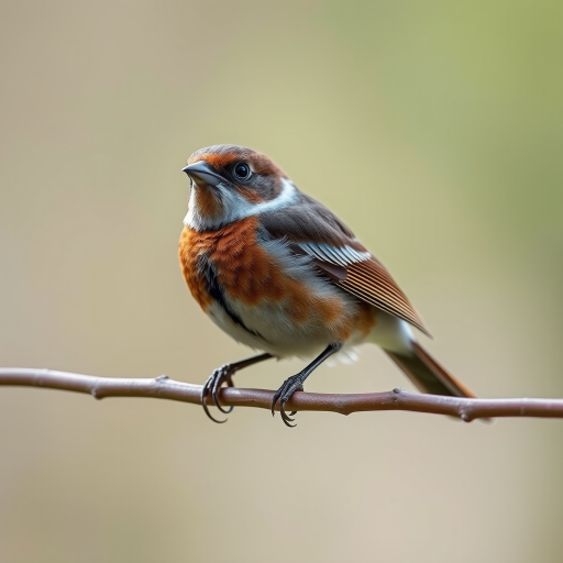 capture a close-up of a bird on a branch with a shallow depth of field, using a Canon EOS 90D with a 300mm lens at f/4, ISO 400, 1/200s, natural light, soft bokeh background