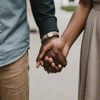 black couple holding hands