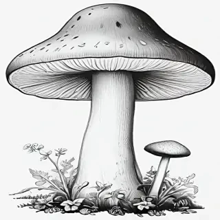 mushroom clip art black and white