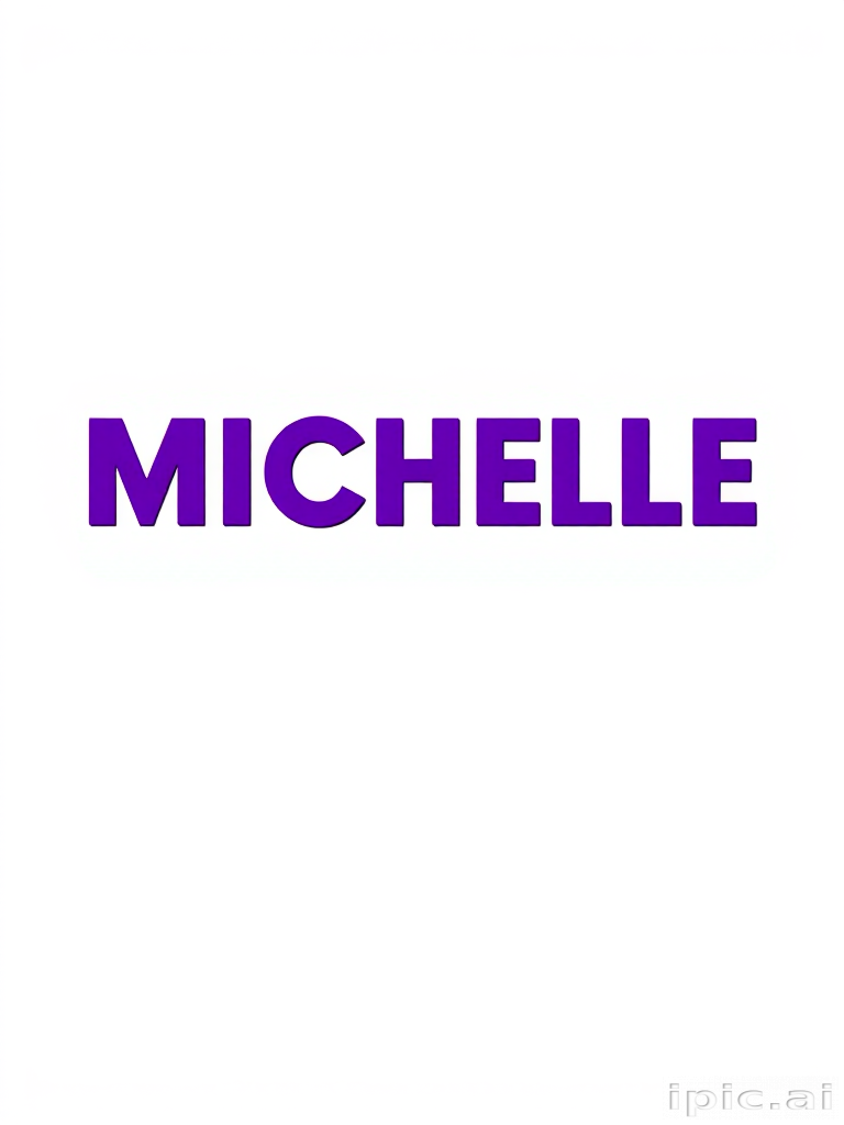 he name "MICHELE" in bold, purple font, pink and yellow accents, flat isolated background