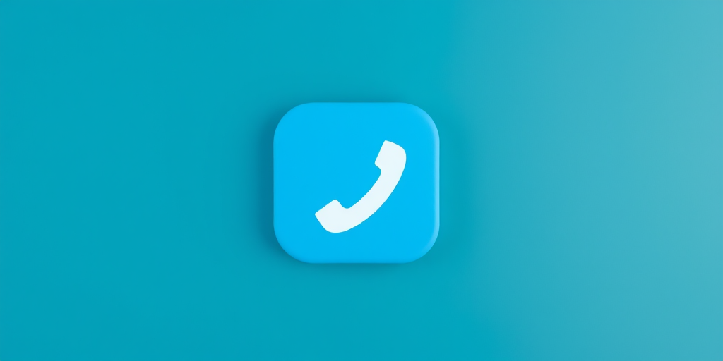 Create a high-resolution image of a telephone icon against a solid blue background using a DSLR camera with a 50mm lens, aperture f/2.8, ISO 100, and a centered composition.