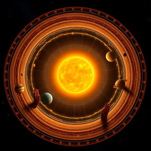 Create a detailed 3D illustration of the solar system with vibrant colors, showcasing the sun at the center surrounded by planets, each with distinct textures, use a Canon EOS R5 camera with a wide-angle lens at f/8, ISO 100, and a high dynamic range to enhance clarity and depth, in a digital art style with a focus on scientific accuracy.