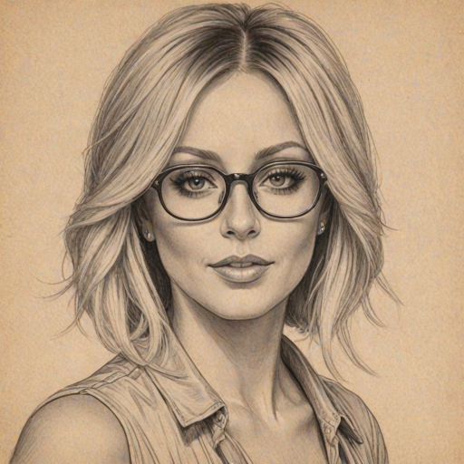 Splendid Aubrey O'Day, pencil sketch, portrait of Radiant woman 1929s in glasses, hair style beatnik, outline, clear lines, fine lines, 8k