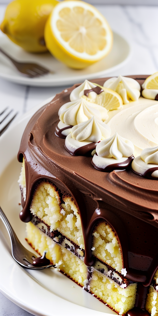 lemon cake with chocolate frosting
