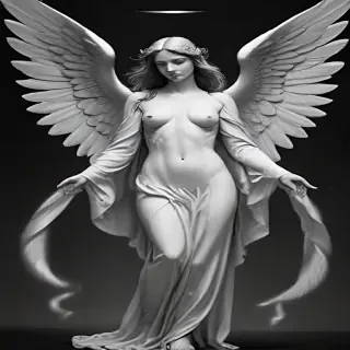 black and white angel drawings