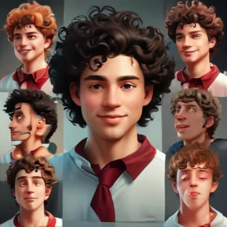 popular male cartoon characters with curly hair