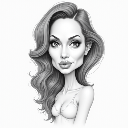 Angelina jolie caricature. A pencil-drawn caricature of the actress Angelina Jolie
