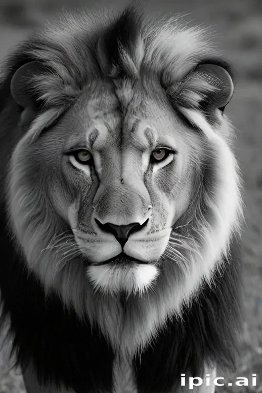 lion black and white