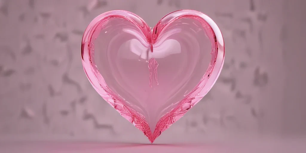 Delicate Pink Glass Heart Symbolizing Love and Affection in Art