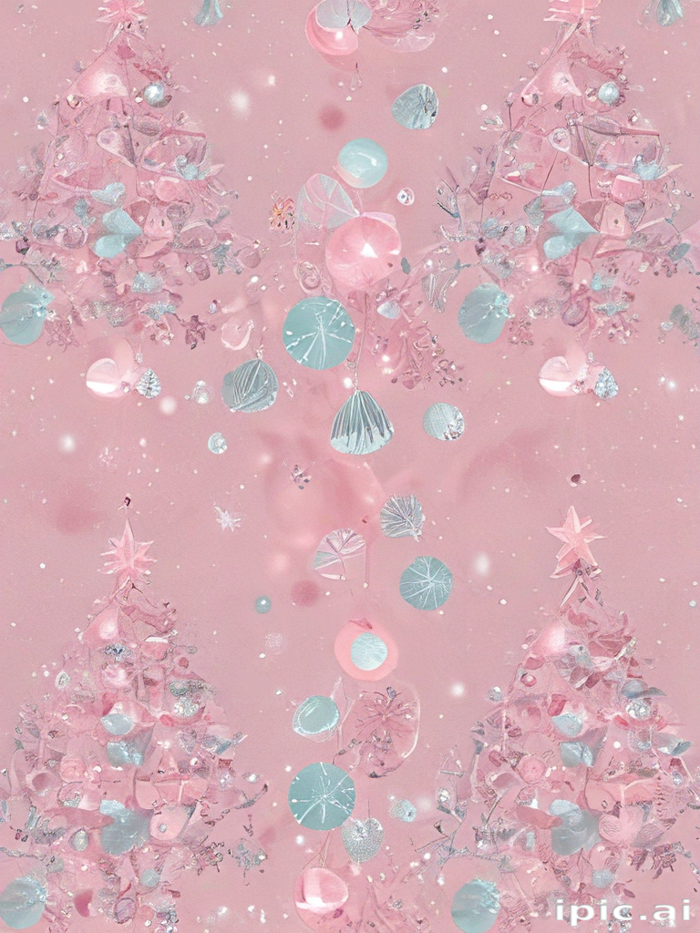 Whimsical Holiday Pattern Featuring Pink Christmas Trees and Festive ...