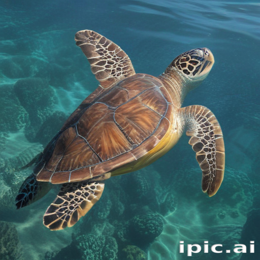 A Graceful Sea Turtle Swimming Through Crystal Clear Ocean Waters.