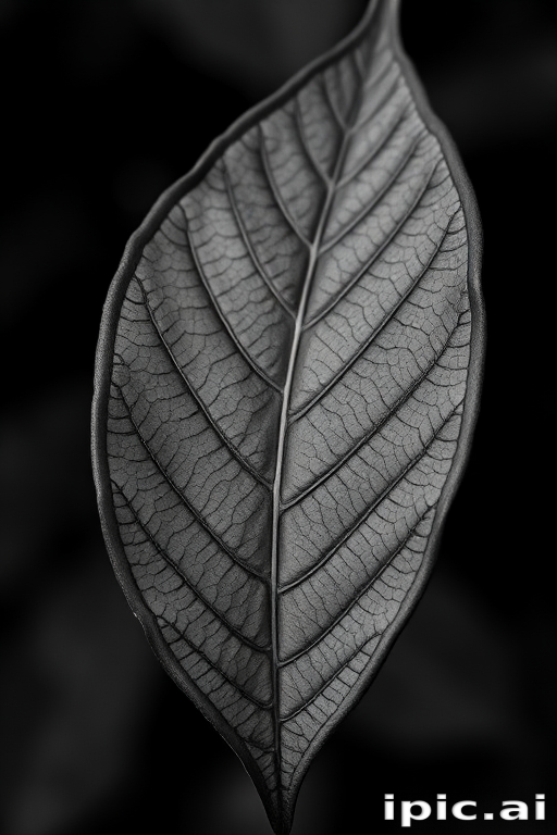 leaf in black and white