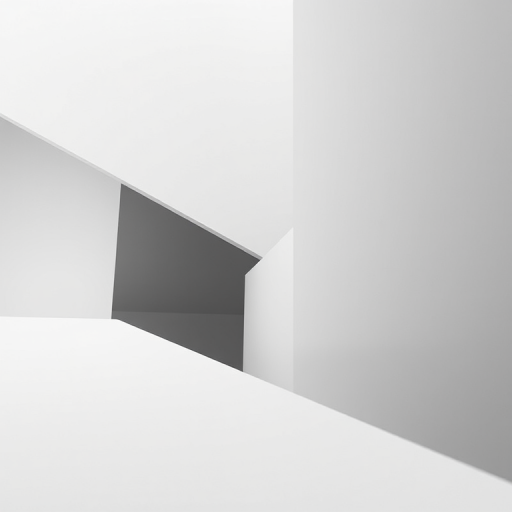 Create an abstract design featuring geometric shapes with a monochromatic color scheme, captured using a Canon EOS R5 with a 50mm f/1.8 lens at ISO 100, f/2.8, and a low-angle perspective to enhance depth and detail.