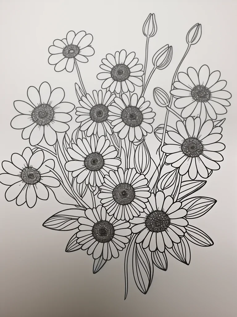 line drawn flowers
