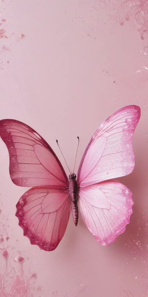 glitter pink butterfly wallpaper