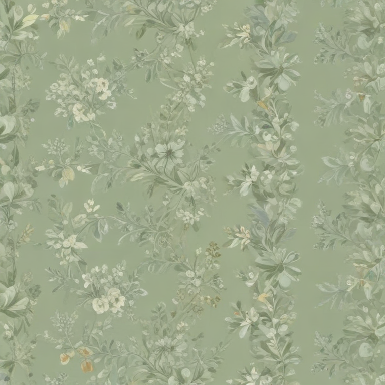 Delicate Floral Patterns on a Soft Green Background for Elegant Decor