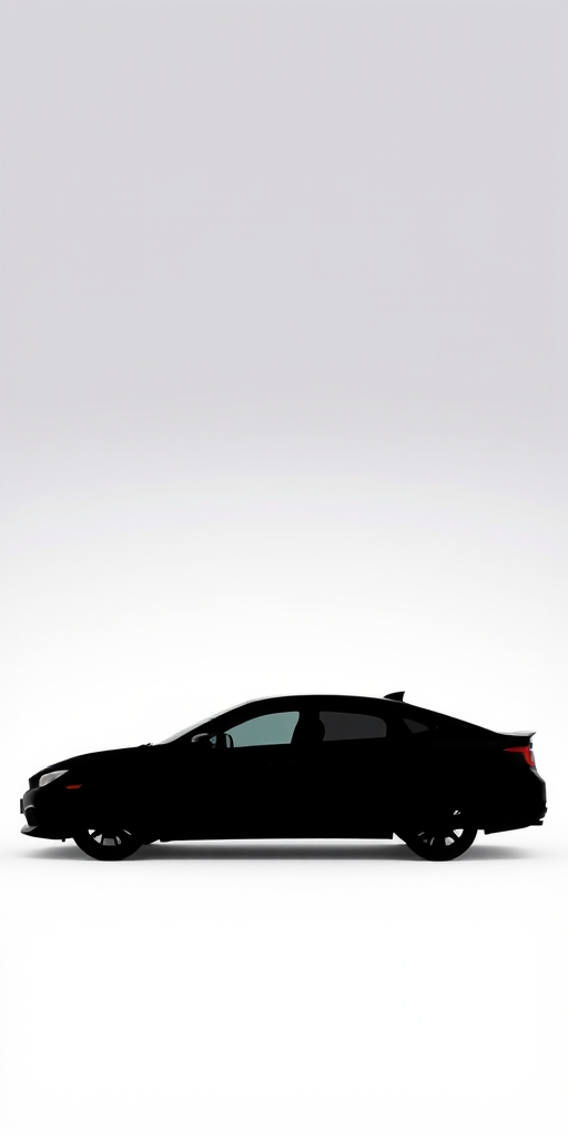 high-quality silhouette of a car viewed from the side, with smooth lines and no visible details, captured using a DSLR camera with a 50mm lens, aperture set to f/2.8 for shallow depth of field, ISO 100 for minimal noise, in a well-lit studio environment with a white background for contrast
