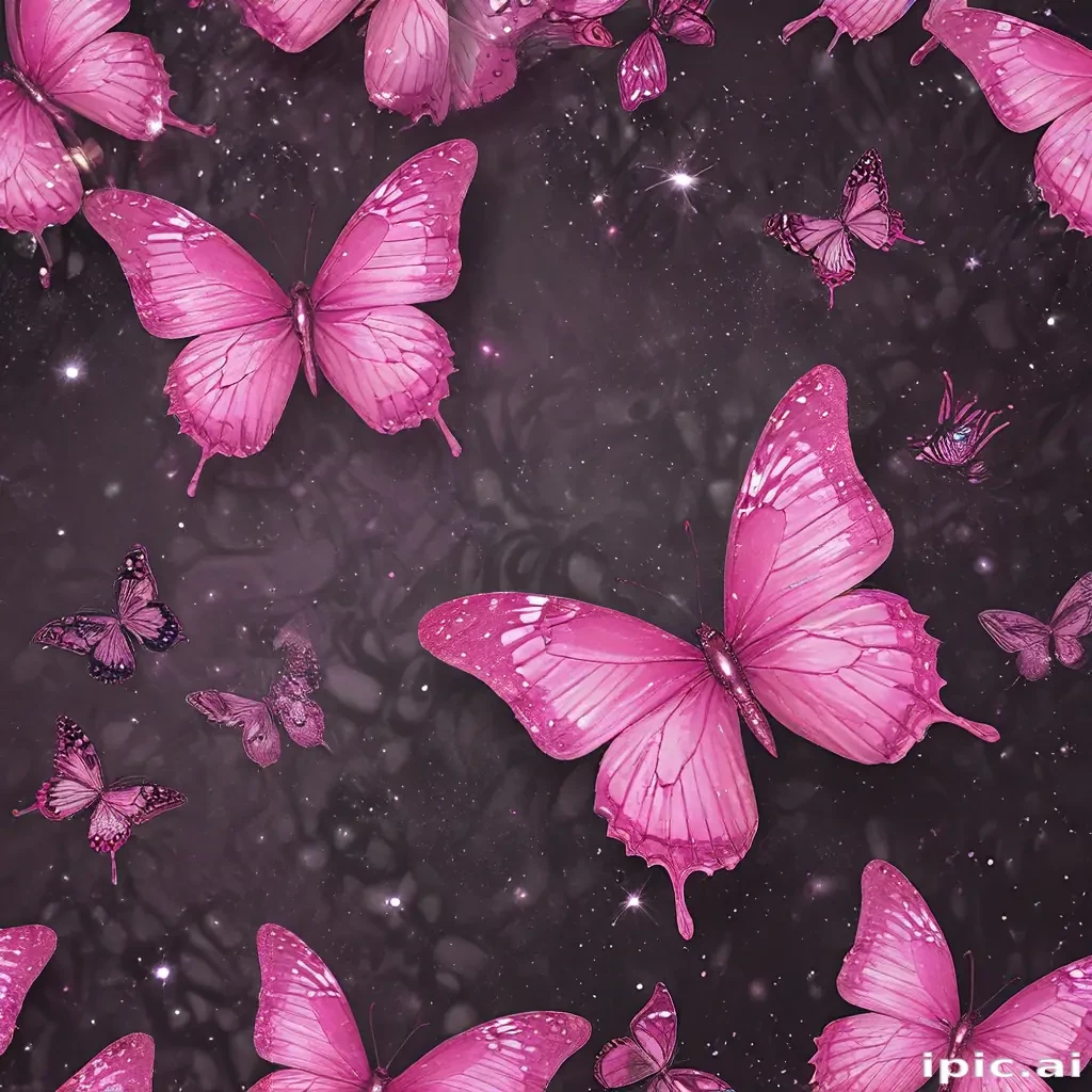 glitter pink butterfly wallpaper