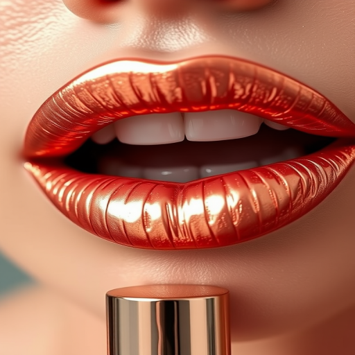 Opulent Rose Gold Foil wraps lips in a luxurious metallic sheen, combining warmth and radiance for a sophisticated and modern appearance.