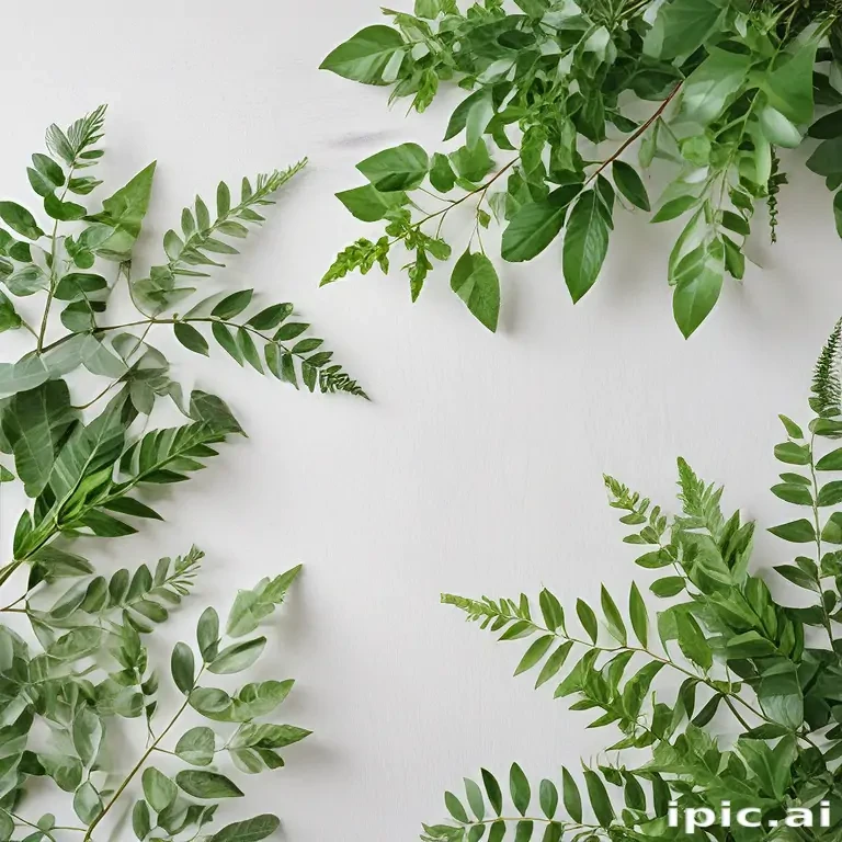 white and greenery background