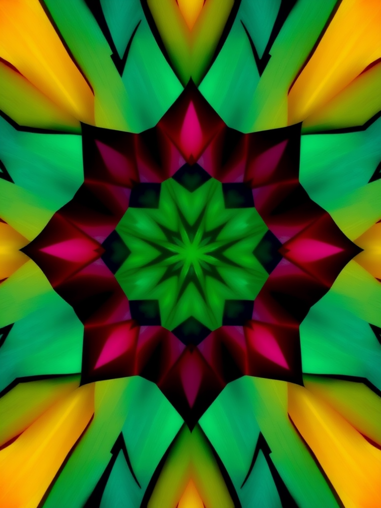 Create an abstract geometric pattern with vibrant colors, high contrast, and smooth gradients, using a DSLR camera with a 50mm lens, f/1.8 aperture, ISO 100, and a shallow depth of field for enhanced image quality.