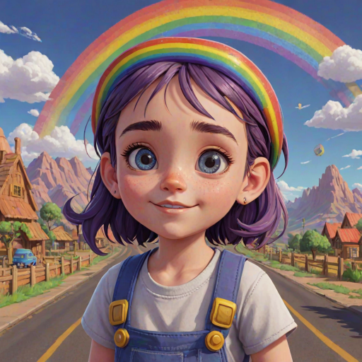 (VGA graphics, 256 colors, digitized), lcas artstyle, 1girl, (detailed facial features), super cute, adorable, Rainbow Road, <lora:Lucasarts Artstyle - (Trigger is lcas artstyle):1>