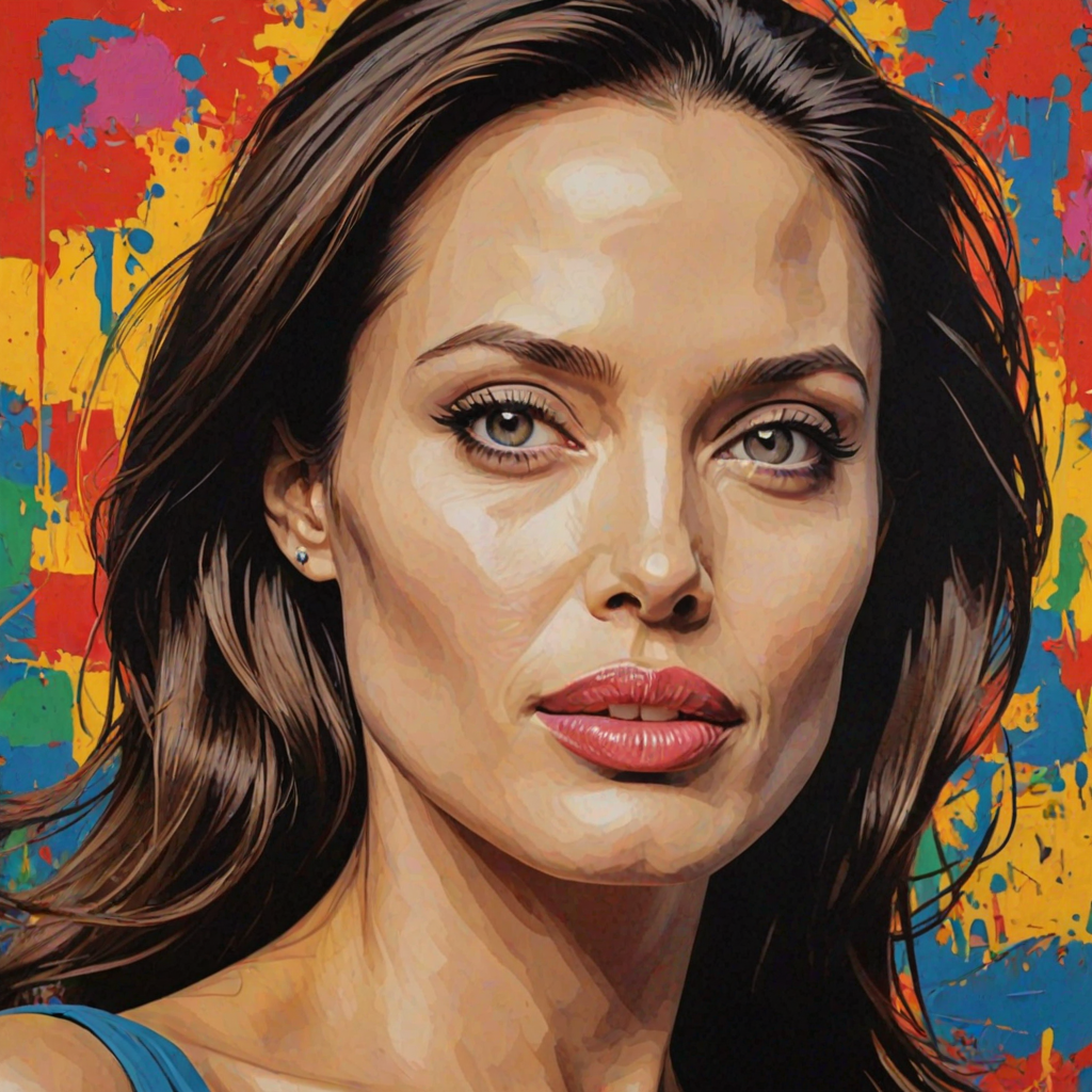 A pop art piece of angelina jolie