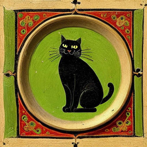 medieval art of a cat