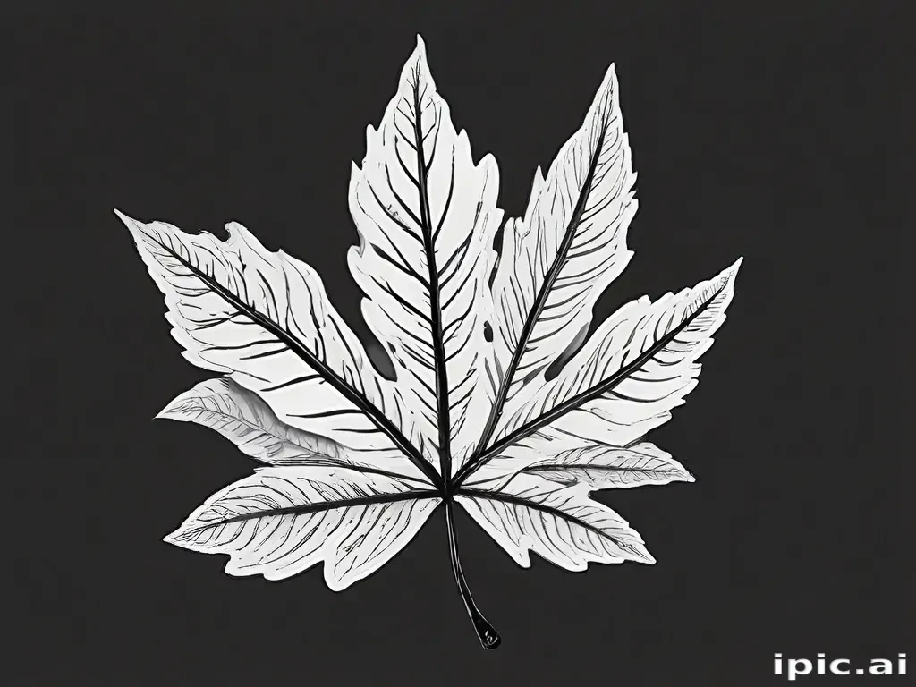 clipart leaf black and white