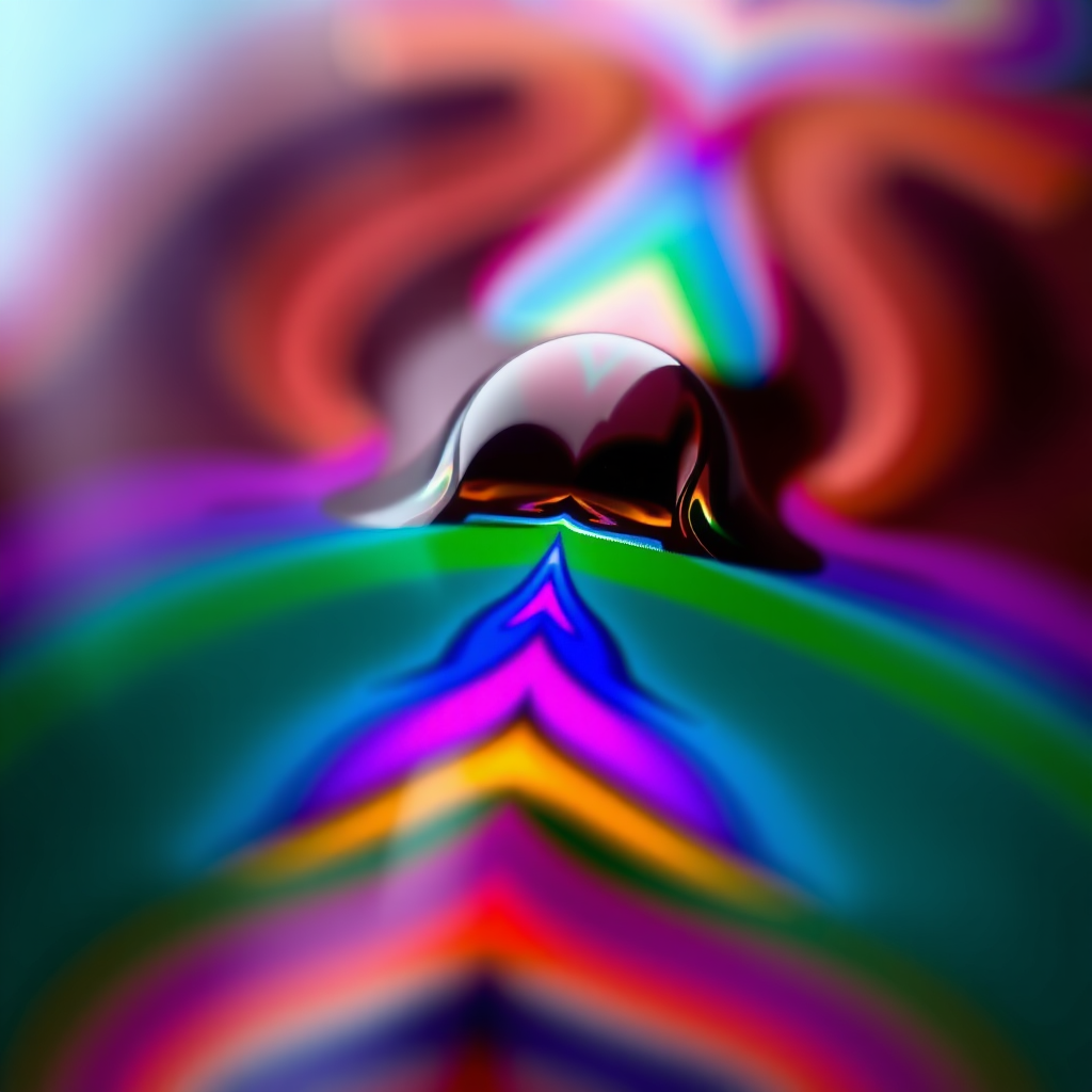 Generate a high-resolution image of a stylized abstract design with vibrant colors using a DSLR camera, aperture f/4, ISO 100, 50mm lens, and a shallow depth of field.