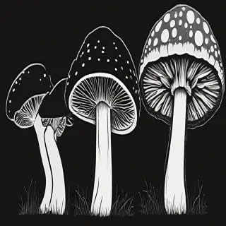 mushroom clipart black and white
