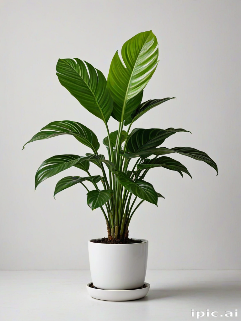 Beautifully Lush Green Plant in a Modern White Pot on Display