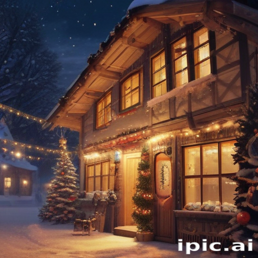 Charming Winter Cottage Decorated with Lights and Christmas Spirit