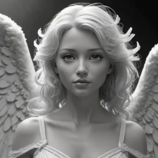black and white angel