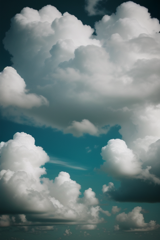 Fluffy White Clouds Against a Deep Blue Sky on a Sunny Day