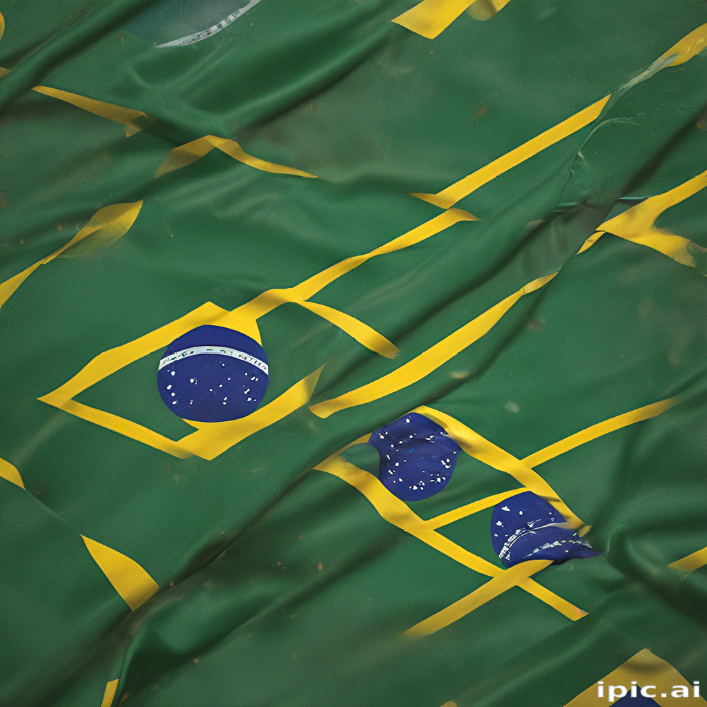 Vibrant Green and Yellow Brazilian Flag Waves Proudly in the Breeze