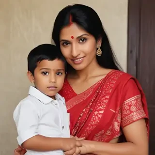 mom and son indian