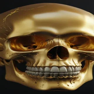 transparent gold skull