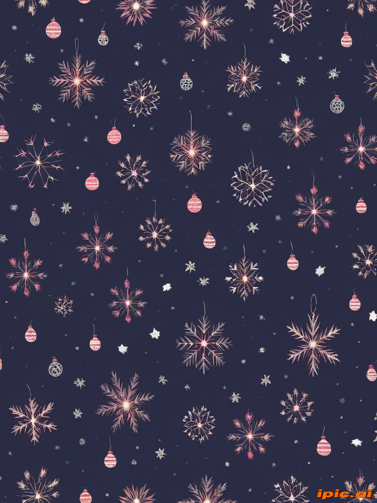Festive Winter Wonderland: A Colorful Pattern of Snowflakes and Ornaments