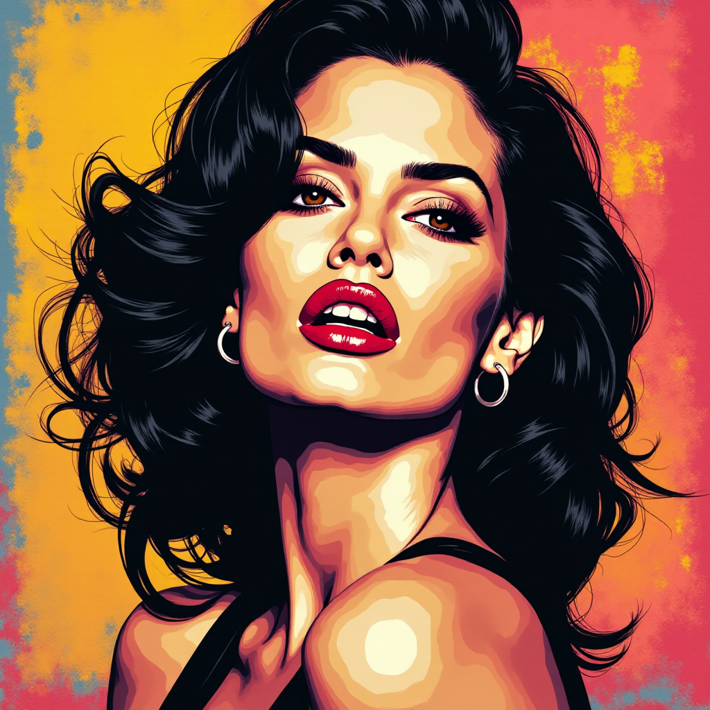 A pop art piece of angelina jolie