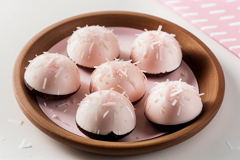 pink white and brown coconut candy